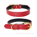 Luxury Solid Colorful Genuine Leather Dog Collar